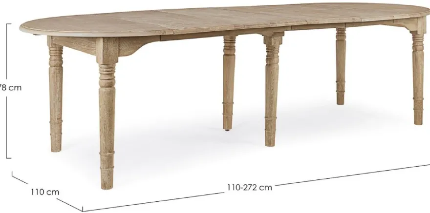 Casa Padrino Luxus Massivholz Esstisch Naturfarben 110-272 x 110 x H. 78 cm - Ausziehbarer Massivholz Küchentisch - Esszimmer Möbel - Küchen Möbel - Massivholz Möbel - Luxus Möbel
