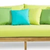 Casa Padrino Luxus Massivholz Gartensofa Naturfarben / Hellgrün 220 x 94 x H. 65 cm - Wetterbeständiges Teakholz Sofa mit Kissen - Garten & Terrassen Möbel - Luxus Qualität