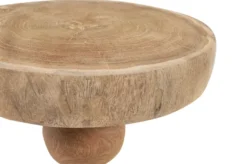 Casa Padrino Luxus Massivholz Beistelltisch / Hocker Naturfarben Ø 32,5 x H. 44,5 cm - Runder Beistelltisch aus handgedrechseltem Dimb-Holz mit gestapelten Kugelformen - Luxus Möbel