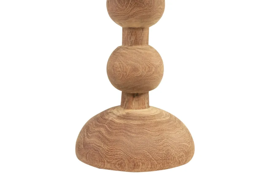 Casa Padrino Luxus Massivholz Beistelltisch / Hocker Naturfarben Ø 32,5 x H. 44,5 cm - Runder Beistelltisch aus handgedrechseltem Dimb-Holz mit gestapelten Kugelformen - Luxus Möbel