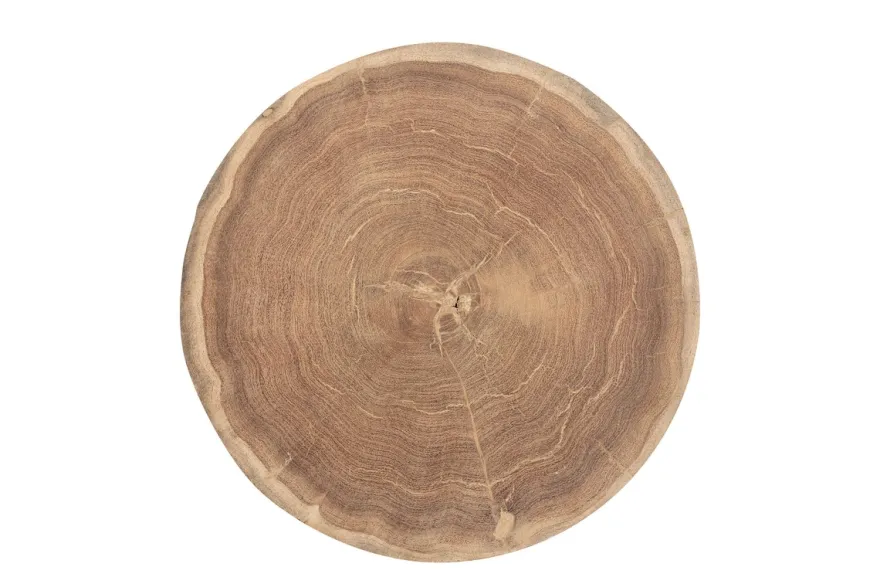 Casa Padrino Luxus Massivholz Beistelltisch / Hocker Naturfarben Ø 32,5 x H. 44,5 cm - Runder Beistelltisch aus handgedrechseltem Dimb-Holz mit gestapelten Kugelformen - Luxus Möbel
