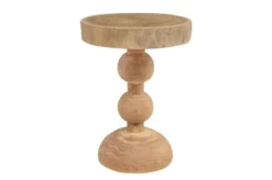 Casa Padrino Luxus Massivholz Beistelltisch / Hocker Naturfarben Ø 32,5 x H. 44,5 cm - Runder Beistelltisch aus handgedrechseltem Dimb-Holz mit gestapelten Kugelformen - Luxus Möbel