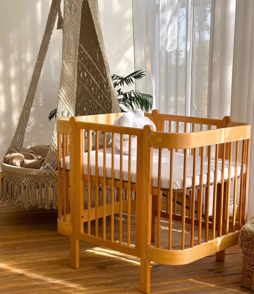 Casa Padrino Luxus Massivholz Babybett Naturfarben 95 cm