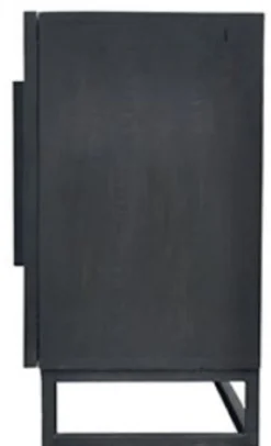 Casa Padrino Luxus Massivholz Sideboard Schwarz 220 x 43 x H. 80 cm - Rustikaler Eichenholz Schrank mit 4 Türen - Rustikale Massivholz Esszimmer Möbel - Luxus Esszimmer Möbel