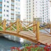Casa Padrino Luxus Massivholz Brücke mit Geländer Naturfarben 504 cm - Garten & Park Möbel