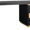 Casa Padrino Luxus Massivholz Schreibtisch Schwarz / Gold 150 x 70 x H. 77 cm - Bürotisch - Computertisch - Luxus Büro Möbel