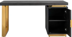 Casa Padrino Luxus Massivholz Schreibtisch Schwarz / Gold 150 x 70 x H. 77 cm - Bürotisch - Computertisch - Luxus Büro Möbel