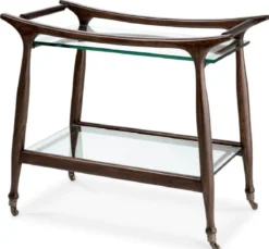 Casa Padrino Luxus Massivholz Servierwagen mit Glasplatten Braun 86 x 50 x H. 75,5 cm - Hotel Restaurant Gastronomie Trolley - Luxus Hotel Restaurant Gastronomie Accessoires - Luxus Möbel