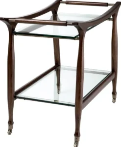 Casa Padrino Luxus Massivholz Servierwagen mit Glasplatten Braun 86 x 50 x H. 75,5 cm - Hotel Restaurant Gastronomie Trolley - Luxus Hotel Restaurant Gastronomie Accessoires - Luxus Möbel