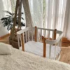 Casa Padrino Luxus Massivholz Babybett Grau / Naturfarben 95 cm
