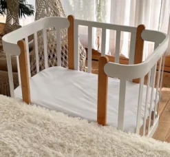 Casa Padrino Luxus Massivholz Babybett Grau / Naturfarben 95 cm