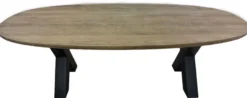 Casa Padrino Luxus Massivholz Esstisch Braun / Schwarz 240 x 100 x H. 78 cm - Ovaler Küchentisch - Esszimmer Möbel - Massivholz Möbel - Luxus Möbel