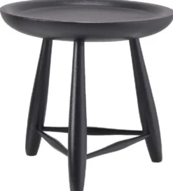 Casa Padrino Luxus Massivholz Beistelltisch Schwarz Ø 38 x H. 37,5 cm - Runder Mindiholz Tisch - Luxus Wohnzimmer Möbel