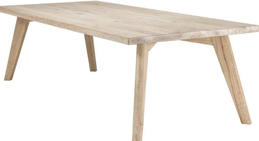 Casa Padrino Luxus Massivholz Esstisch Naturfarben 280 x 110,5 x H. 76 cm - Rechteckiger Eichenholz Küchentisch - Massivholz Esszimmer Möbel - Luxus Qualität