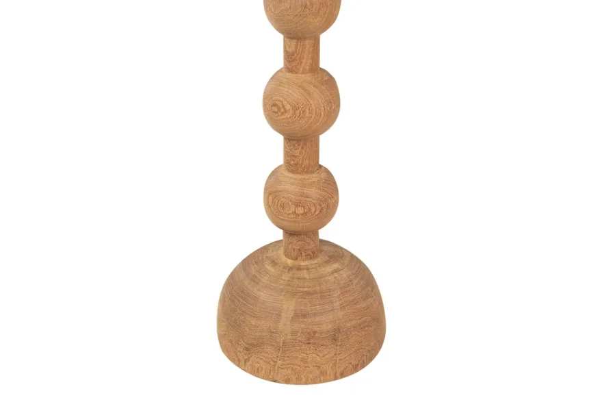 Casa Padrino Luxus Massivholz Beistelltisch Naturfarben Ø 50 x H. 76 cm - Hoher runder Beistelltisch aus handgedrechseltem Dimb-Holz mit gestapelten Kugelformen - Luxus Möbel
