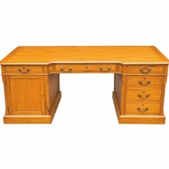 Casa Padrino Luxus Massivholz Schreibtisch Naturfarben 190 cm - Büro Möbel