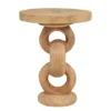 Casa Padrino Luxus Massivholz Beistelltisch Naturfarben Ø 49 x H. 64 cm - Skulpturaler Beistelltisch aus handgeschnitztem Dimb-Holz mit Kettenglied-Motiv - Luxus Möbel