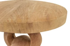 Casa Padrino Luxus Massivholz Beistelltisch Naturfarben Ø 49 x H. 64 cm - Skulpturaler Beistelltisch aus handgeschnitztem Dimb-Holz mit Kettenglied-Motiv - Luxus Möbel