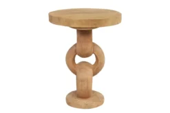 Casa Padrino Luxus Massivholz Beistelltisch Naturfarben Ø 49 x H. 64 cm - Skulpturaler Beistelltisch aus handgeschnitztem Dimb-Holz mit Kettenglied-Motiv - Luxus Möbel