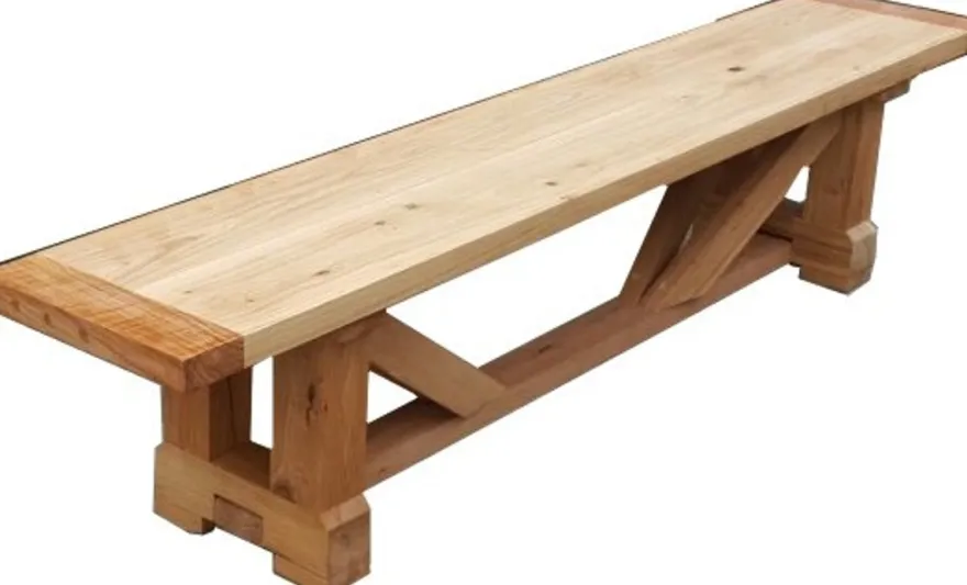Casa Padrino Luxus Massivholz Sitzbank Imperial 230 cm - Eiche Massiv geölt - Schwere Ausführung