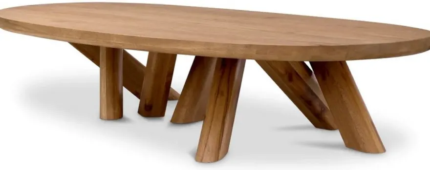 Casa Padrino Luxus Massivholz Couchtisch Braun 170 x 85 x H. 35 cm - Ovaler Eichenholz Wohnzimmertisch - Wohnzimmer Möbel - Luxus Möbel - Luxus Qualität