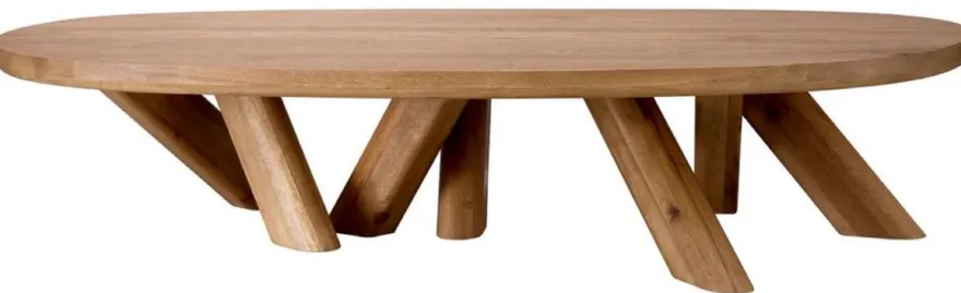 Casa Padrino Luxus Massivholz Couchtisch Braun 170 x 85 x H. 35 cm - Ovaler Eichenholz Wohnzimmertisch - Wohnzimmer Möbel - Luxus Möbel - Luxus Qualität