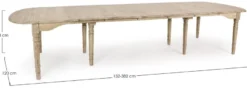 Casa Padrino Luxus Massivholz Esstisch Naturfarben 152-382 x 120 x H. 78 cm - Ausziehbarer Massivholz Küchentisch - Esszimmer Möbel - Küchen Möbel - Massivholz Möbel - Luxus Möbel