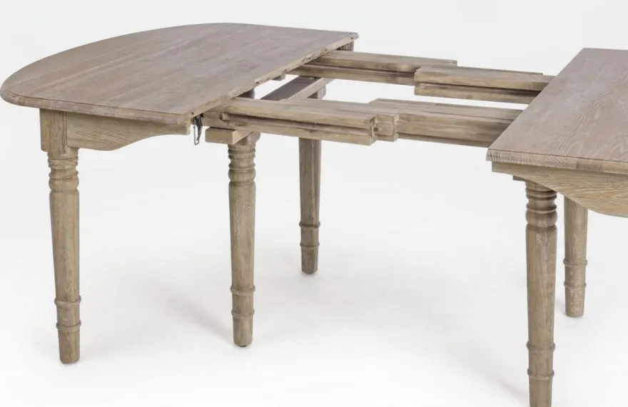 Casa Padrino Luxus Massivholz Esstisch Naturfarben 152-382 x 120 x H. 78 cm - Ausziehbarer Massivholz Küchentisch - Esszimmer Möbel - Küchen Möbel - Massivholz Möbel - Luxus Möbel