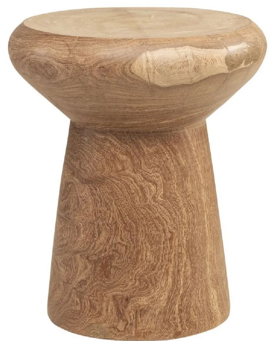 Casa Padrino Luxus Massivholz Beistelltisch / Hocker Naturfarben Ø 40 x H. 48 cm - Luxus Möbel