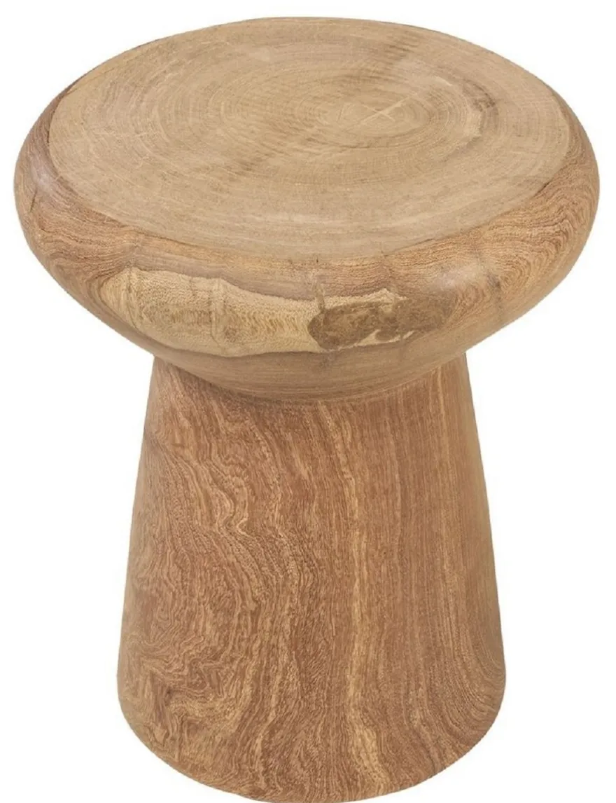 Casa Padrino Luxus Massivholz Beistelltisch / Hocker Naturfarben Ø 40 x H. 48 cm - Luxus Möbel