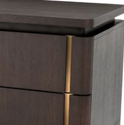 Casa Padrino Luxus Massivholz Schreibtisch Mokka / Messing 180 x 80 x H. 76 cm - Bürotisch - Computertisch - Büro Möbel - Luxus Möbel - Luxus Einrichtung - Büro Einrichtung - Luxus Qualität