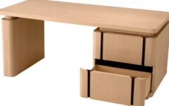 Casa Padrino Luxus Massivholz Schreibtisch Naturfarben / Bronze 180 x 80 x H. 76 cm - Bürotisch - Computertisch - Büro Möbel - Luxus Möbel - Luxus Einrichtung - Büro Einrichtung - Luxus Qualität