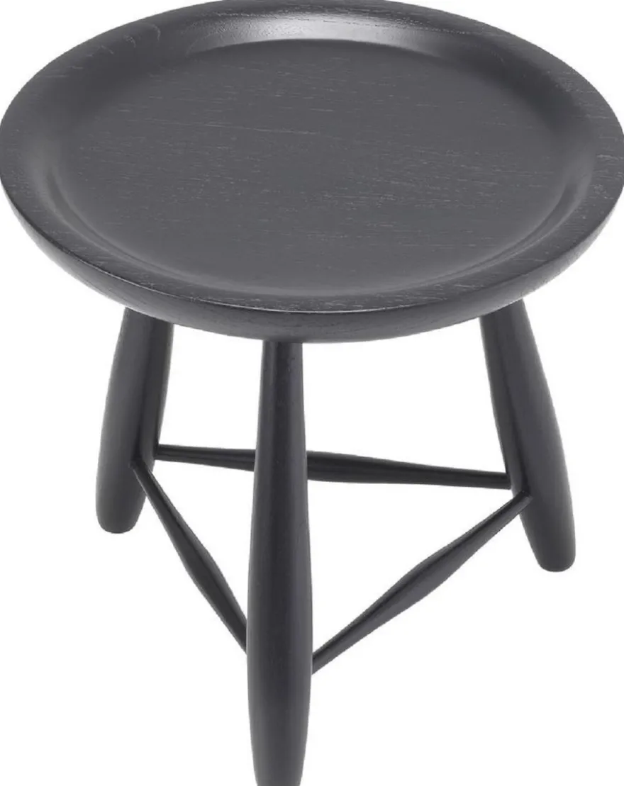 Casa Padrino Luxus Massivholz Beistelltisch Schwarz Ø 38 x H. 44 cm - Runder Mindiholz Tisch - Luxus Wohnzimmer Möbel