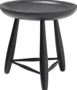 Casa Padrino Luxus Massivholz Beistelltisch Schwarz Ø 38 x H. 44 cm - Runder Mindiholz Tisch - Luxus Wohnzimmer Möbel