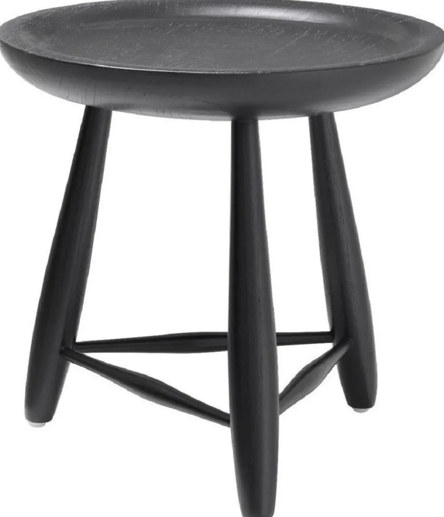 Casa Padrino Luxus Massivholz Beistelltisch Schwarz Ø 38 x H. 44 cm - Runder Mindiholz Tisch - Luxus Wohnzimmer Möbel