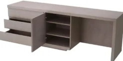 Casa Padrino Luxus Massivholz Schreibtisch Grau 220 x 55 x H. 75,5 cm - Bürotisch - Computertisch - Büro Möbel - Luxus Möbel - Luxus Einrichtung - Luxus Qualität