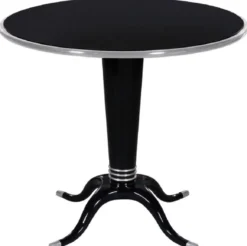Casa Padrino Luxus Massivholz Beistelltisch Schwarz / Silber Ø 80 x H. 70 cm - Runder Mahagoni Tisch - Moderne Möbel - Luxus Kollektion