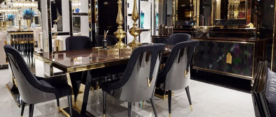 Casa Padrino Luxus Möbel Set Dunkelbraun / Schwarz / Gold - 1 Luxus Sideboard mit 6 Türen & 2 Luxus Wandspiegel - Luxus Möbel - Luxus Einrichtung