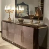 Casa Padrino Luxus Möbel Set Dunkelbraun / Grau / Gold - 1 Sideboard mit 4 Türen & 1 Wandspiegel - Luxus Hotel Möbel