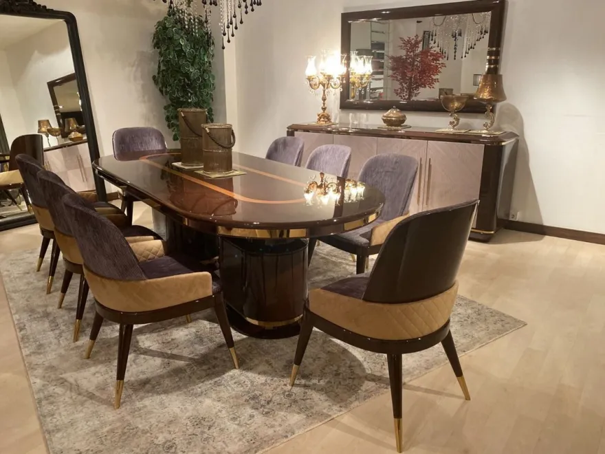 Casa Padrino Luxus Möbel Set Dunkelbraun / Grau / Gold - 1 Sideboard mit 4 Türen & 1 Wandspiegel - Luxus Hotel Möbel