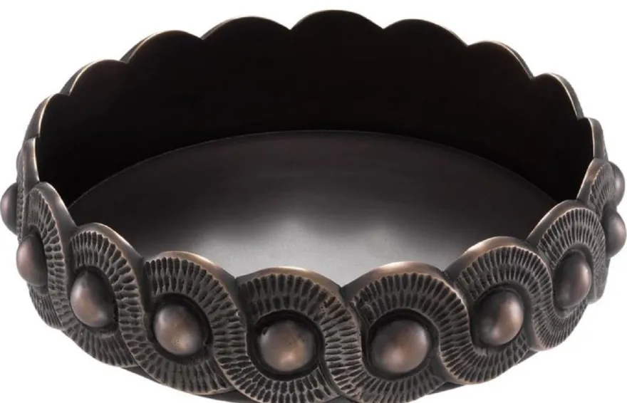 Casa Padrino Luxus Messing Aschenbecher Bronze Ø 20,5 x H. 4,5 cm - Luxus Kollektion