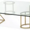 Casa Padrino Luxus Messing Couchtisch 120 x 120 x H. 30 cm - Quadratischer Wohnzimmertisch mit Glasplatte - Wohnzimmer Möbel - Luxus Möbel - Wohnzimmer Einrichtung - Luxus Einrichtung