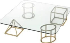 Casa Padrino Luxus Messing Couchtisch 120 x 120 x H. 30 cm - Quadratischer Wohnzimmertisch mit Glasplatte - Wohnzimmer Möbel - Luxus Möbel - Wohnzimmer Einrichtung - Luxus Einrichtung