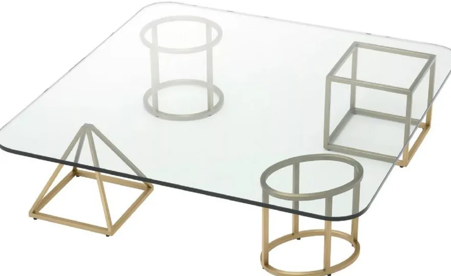 Casa Padrino Luxus Messing Couchtisch 120 x 120 x H. 30 cm - Quadratischer Wohnzimmertisch mit Glasplatte - Wohnzimmer Möbel - Luxus Möbel - Wohnzimmer Einrichtung - Luxus Einrichtung