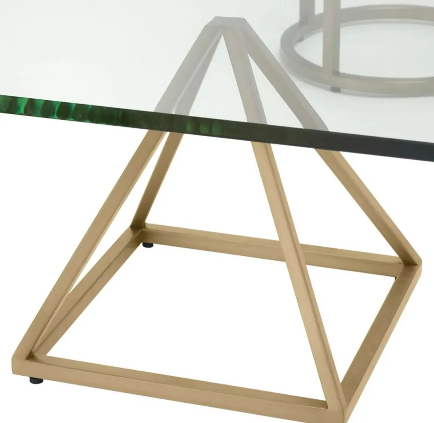 Casa Padrino Luxus Messing Couchtisch 120 x 120 x H. 30 cm - Quadratischer Wohnzimmertisch mit Glasplatte - Wohnzimmer Möbel - Luxus Möbel - Wohnzimmer Einrichtung - Luxus Einrichtung