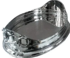 Casa Padrino Luxus Messing Horsebit Serviertablett Oval Silber 47 x 30 x H. 15 cm - Luxus Accessoires Horse Bit