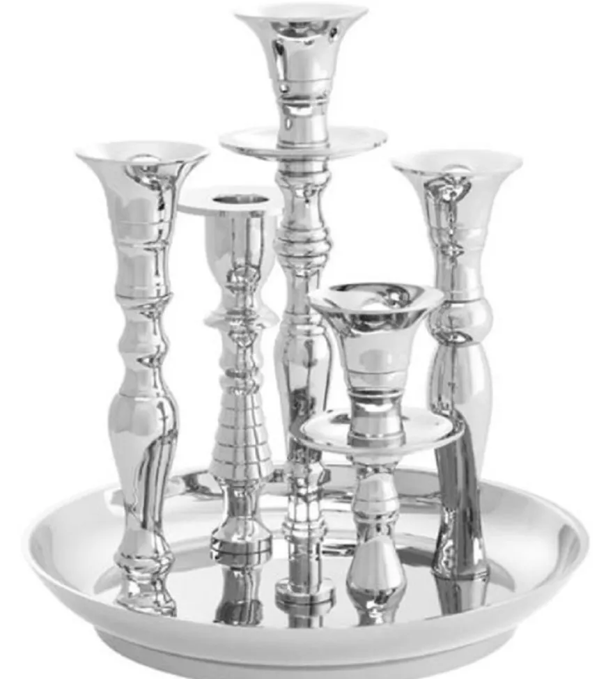Casa Padrino Luxus Messing Kerzenhalter Silber Ø 22 x H. 23,5 cm - Hotel & Restaurant Accessoires