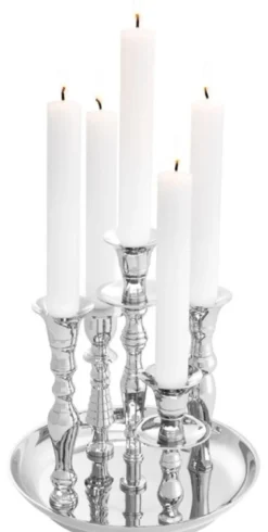 Casa Padrino Luxus Messing Kerzenhalter Silber Ø 22 x H. 23,5 cm - Hotel & Restaurant Accessoires