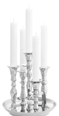 Casa Padrino Luxus Messing Kerzenhalter Silber Ø 22 x H. 23,5 cm - Hotel & Restaurant Accessoires