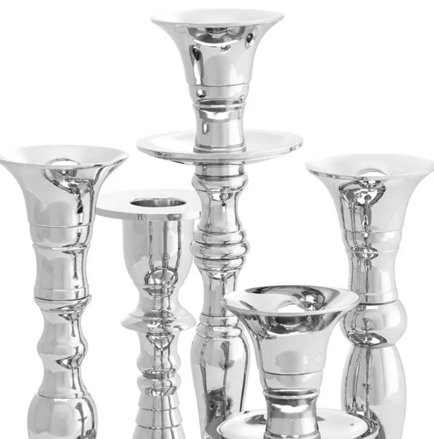 Casa Padrino Luxus Messing Kerzenhalter Silber Ø 22 x H. 23,5 cm - Hotel & Restaurant Accessoires